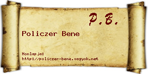 Policzer Bene névjegykártya